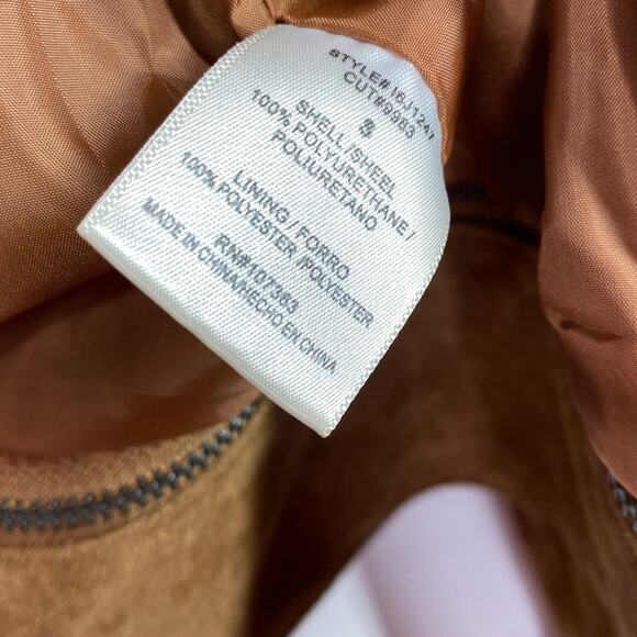 Solemio Brown Faux Suede Full Zip Long Sleeve Jacket Woman Small Country Western - Picture 7 of 8